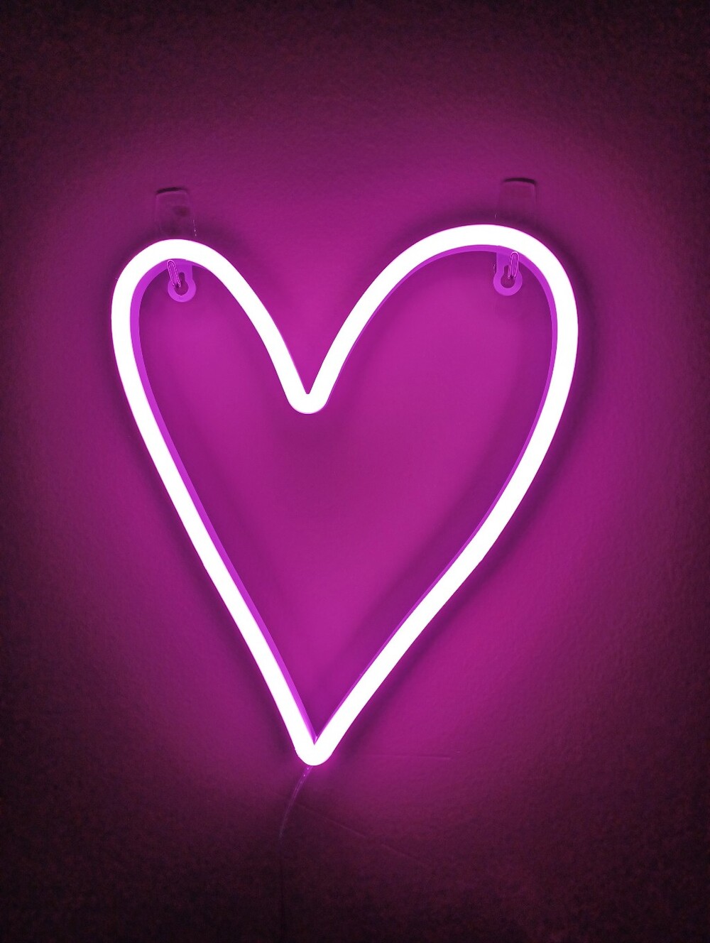 Pink Heart Neon Light Wall Decor Piece With 6.5 Ft. USB Cord